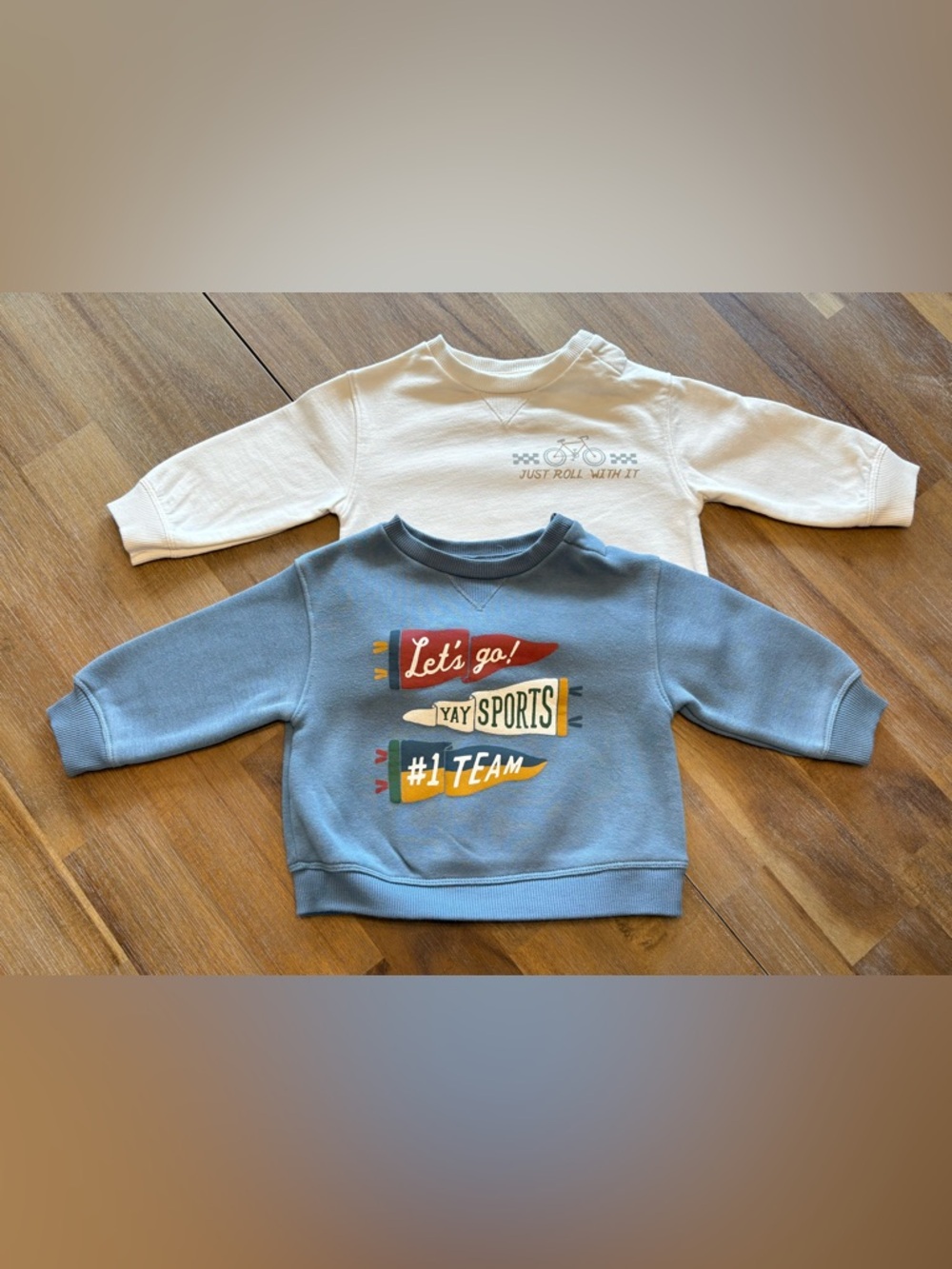 Kids Blue 'Let's Go! Yay Sports' and “Just Roll With It” Sweatshirts